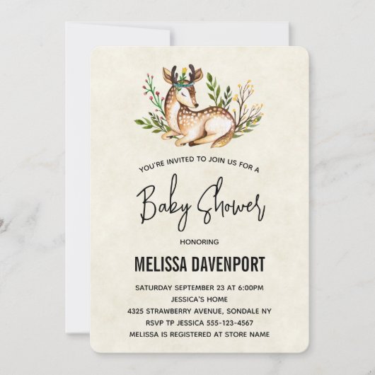 Hübsche Wasserfarbenblüte Einladung (Vorderseite)