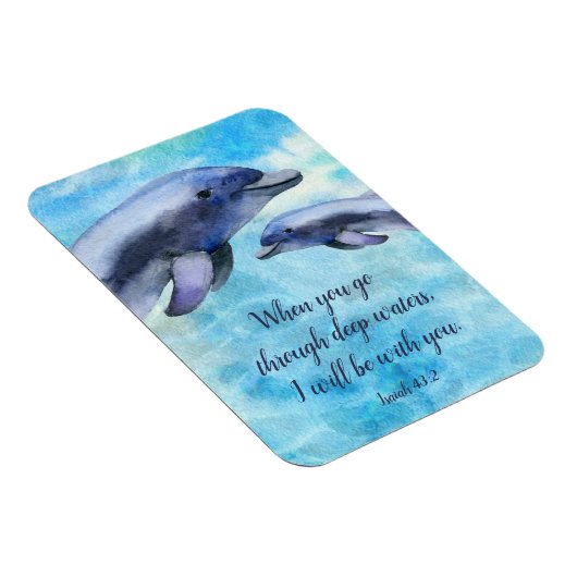 Hübsche Wasserfarbendelfine | Schrift Magnet (Rechte Seite)