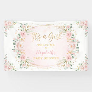 Hübsche Wasserfarbendusche Blütenbaby Girl Dusche Banner