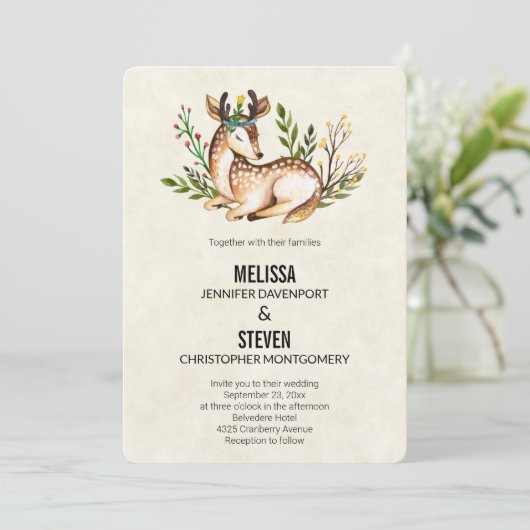 Hübsche Wasserfarbenfrohe Hochzeit Einladung (Stehend Vorderseite)