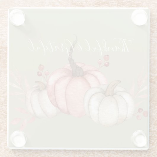 Hübsche Wasserfarbenkürbis Glasuntersetzer (Rückseite)