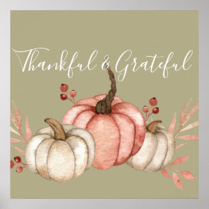 Hübsche Wasserfarbenkürbis Poster