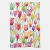 HÜBSCHE WASSERFARBPINK & ORANGE FLORAL TULIPS GESCHIRRTUCH (Vertikal)