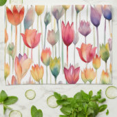 HÜBSCHE WASSERFARBPINK & ORANGE FLORAL TULIPS GESCHIRRTUCH (Gefaltet)