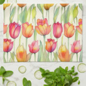 HÜBSCHE WASSERFARBPINK & ORANGE FLORAL TULIPS GESCHIRRTUCH (Gefaltet)
