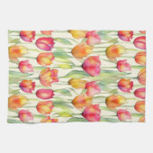 HÜBSCHE WASSERFARBPINK & ORANGE FLORAL TULIPS GESCHIRRTUCH (Horizontal)