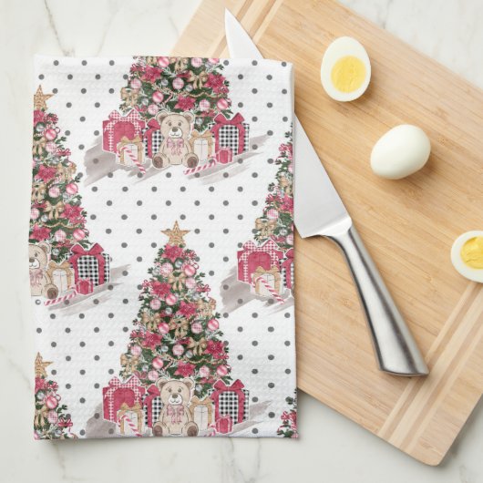 HÜBSCHE WASSERFARBPRÄSENTE UND TEDDY-BÄREN GESCHIRRTUCH (Viertel Falte)