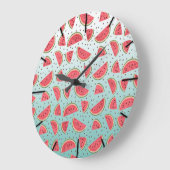 Hübsche Wassermelonen-Scheiben und Samenmuster Große Wanduhr (Winkel)
