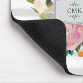 Hübsche Watercolor-Blumen mit Chic-Grau-Streifen Mousepad (Ecke)