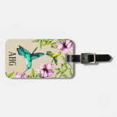Hübsche Watercolor-Kolibris u. lila Blumen Gepäckanhänger (Vorderseite horizontal)