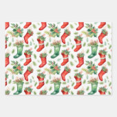 Hübsche Watercolor, Rot und Grün Strümpfe Geschenkpapier Set (Vorderseite 3)
