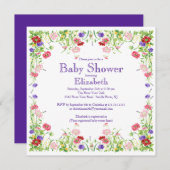 Hübsche Watercolor-Wildblume-Blumenbaby-Dusche Einladung (Vorne/Hinten)