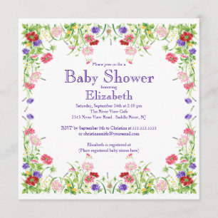 Hübsche Watercolor-Wildblume-Blumenbaby-Dusche Einladung