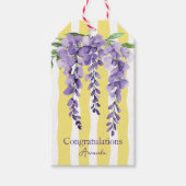 Hübsche Wavevevy Streifen mit lila Blüte für sie Geschenkanhänger (Vorderseite)