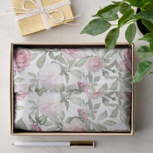 Hübsche Weibliche Flora Wasserfarben Rosa Rosen Seidenpapier