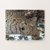 HÜBSCHE WEIBLICHE LEOPARDIN NAHAUFNAHME PUZZLE (Horizontal)