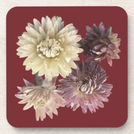 hübsche, weiche, rosa Erdblume auf dunkelrotem Set Getränkeuntersetzer