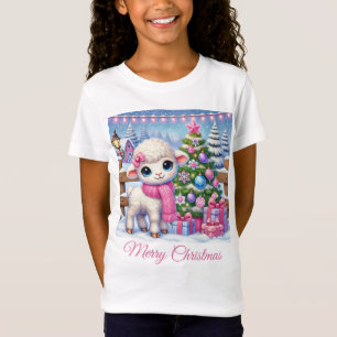 Hübsche Weihnachten des kleinen Lamms auf dem Baue T-Shirt