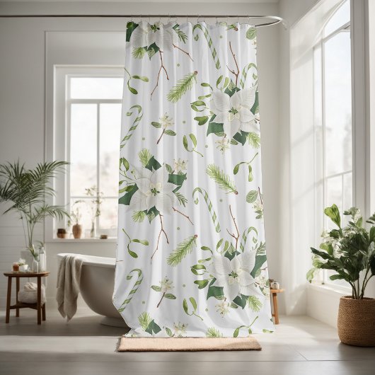 Hübsche Weihnachten mit blumengeschmückter Dekorat Duschvorhang