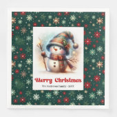 Hübsche Weihnachts-Schneemann-Servietten, editierb Serviette (Vorderseite)