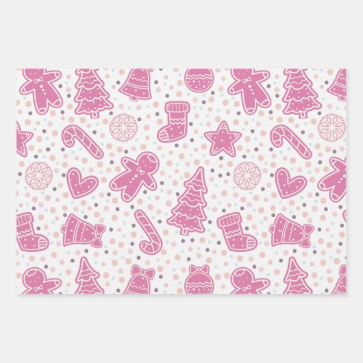 Hübsche Weihnachtsbäume Hört Sterne Weihnachten Geschenkpapier Set (Vorderseite 3)