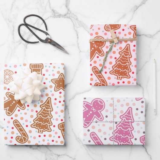 Hübsche Weihnachtsbäume Hört Sterne Weihnachten Geschenkpapier Set (Vorderseite)