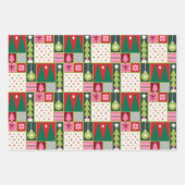 Hübsche Weihnachtsbäume und Ornamente Geschenkpapier Set (Vorderseite)