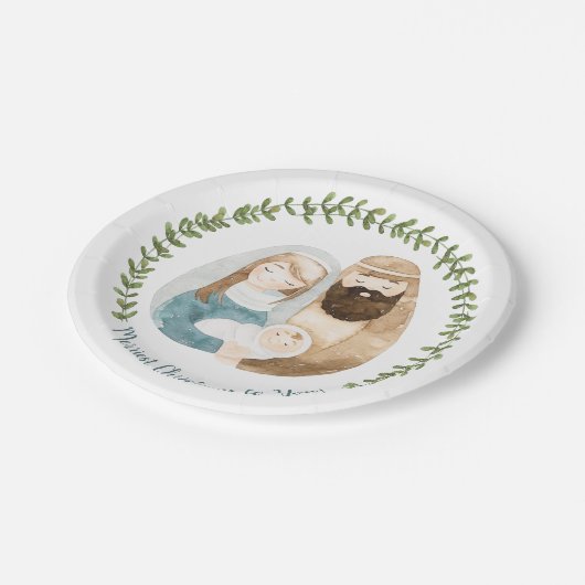 Hübsche Weihnachtscreme Pappteller (Schrägansicht)