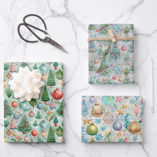 Hübsche Weihnachtsfeier Geschenkpapier Set (Vorderseite)