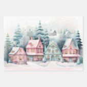 Hübsche Weihnachtsfeste Hütten Ästhetische Dekorat Geschenkpapier Set (Vorderseite)