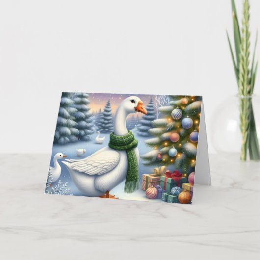 Hübsche Weihnachtsgänse Feiertagskarte (Vorderseite)