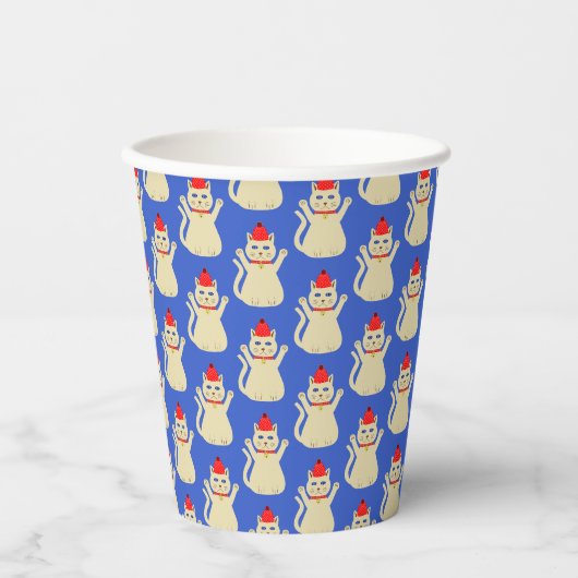 Hübsche Weihnachtskatze gemustert Pappbecher (Vorderseite)