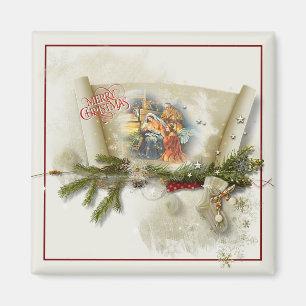 Hübsche Weihnachtskrippe-Kollage individuelle Feie Magnet