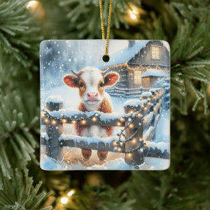 Hübsche Weihnachtskuh Weihnachten Personalisiert Keramikornament