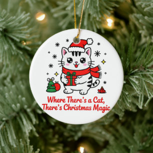 Hübsche Weihnachtsmann-Katze Weihnachten - Festtag Keramik Ornament