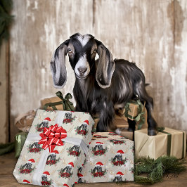Hübsche Weihnachtsnacht Nubian Kid Goat Poinsettia Geschenkpapier
