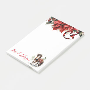 Hübsche Weihnachtspony, Poinsettias und Ribbon Post-it Klebezettel