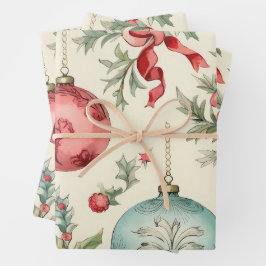 Hübsche Weihnachtsschmuck Pastel Geschenkpapier Set