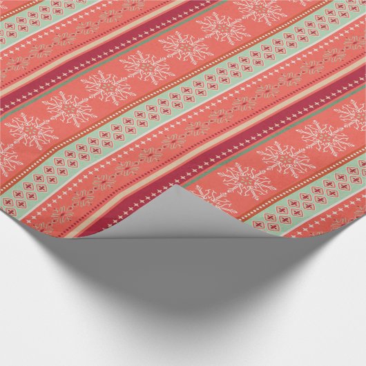 Hübsche Weihnachtsstreifen, Schneeflocken Geschenk Geschenkpapier (Ecke)