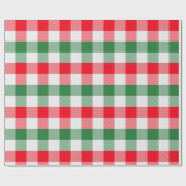 Hübsche Weihnachtsweiße Grün und Rotes Buffalo Kar Geschenkpapier (Flach)