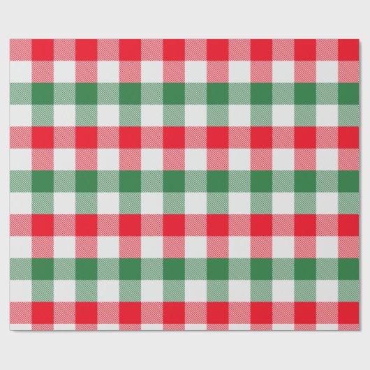 Hübsche Weihnachtsweiße Grün und Rotes Buffalo Kar Geschenkpapier (Flach)