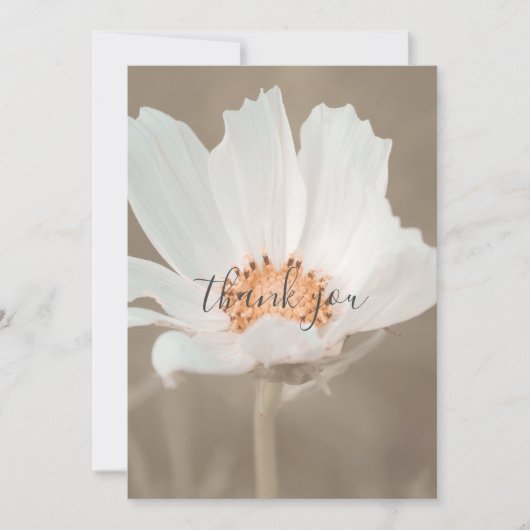 Hübsche weiße Blume Flat Danke Karte (Vorderseite)