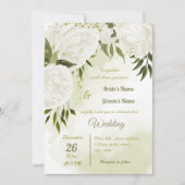 hübsche weiße Blume grün geometrische Hochzeit Einladung (Vorderseite)