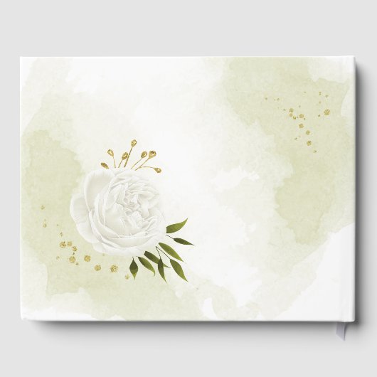 hübsche weiße Blume grüne Blätter botanisch Gästebuch (Rückseite)