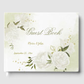 hübsche weiße Blume grüne Blätter botanisch Gästebuch (Vorderseite)