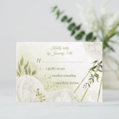 hübsche weiße Blume grüne Blätter botanisch RSVP Karte (Stehend Vorderseite)