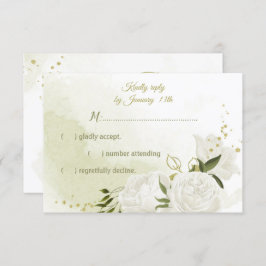 hübsche weiße Blume grüne Blätter botanisch RSVP Karte