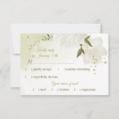 hübsche weiße Blume grüne Blätter botanisch RSVP Karte (Vorderseite)