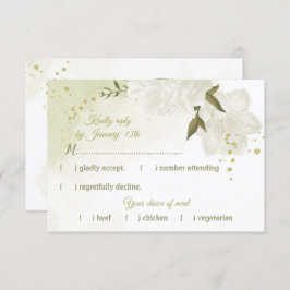 hübsche weiße Blume grüne Blätter botanisch RSVP Karte