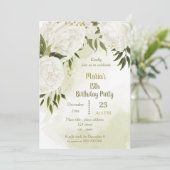hübsche weiße Blume Grünpflanzen Geburtstagsparty Einladung (Stehend Vorderseite)